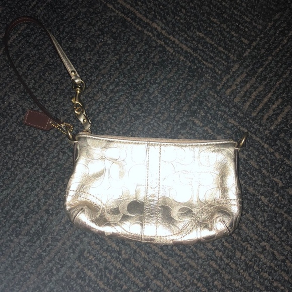 COACH Gold Wristlet Clutch